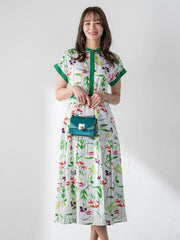 【KEITA KAWASAKI × Viaggio Bluコラボ】リリープリントワンピース