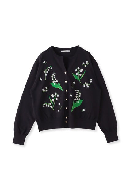 スズラン刺繍ニットカーディガン