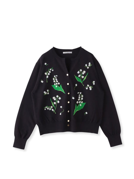 スズラン刺繍ニットカーディガン