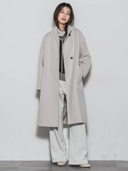 ライトジャージメルトンスタンドカラーロングコート