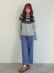 Double Belt Wide Denim［XS.under150cmさんもオススメ］≪洗濯機で洗える≫