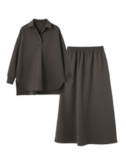 【SET】ダンボールニットスキッパートップ×スカート2ピース