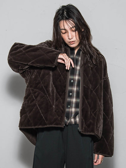 キルティング×フェイクファーリバーシブルブルゾン