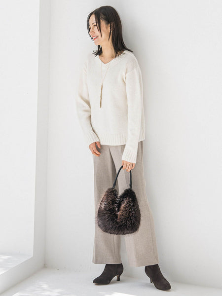 スパンコールラメVネックニット≪洗える≫