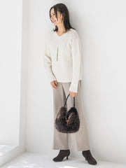 スパンコールラメVネックニット≪洗える≫