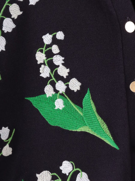 スズラン刺繍ニットカーディガン