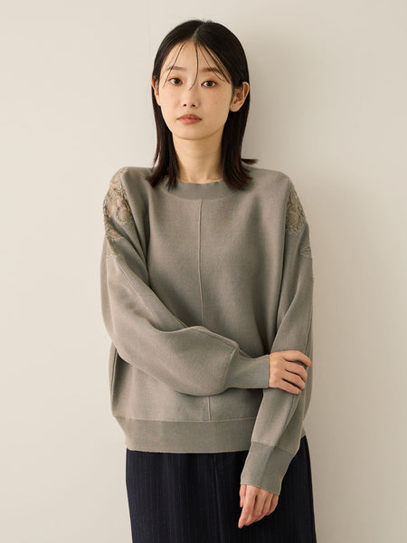 ショルダーレースニットプルオーバー≪手洗い可能≫