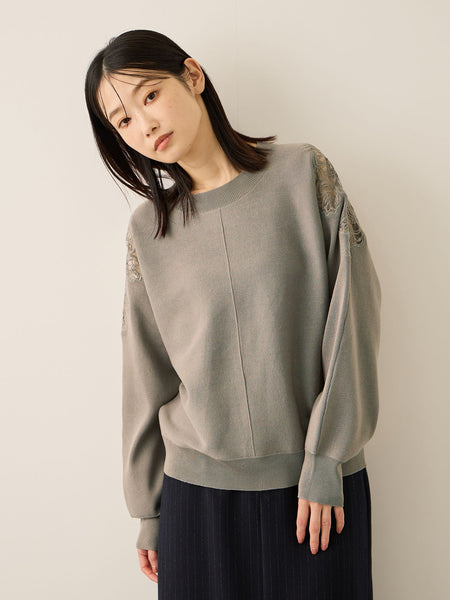 ショルダーレースニットプルオーバー≪手洗い可能≫