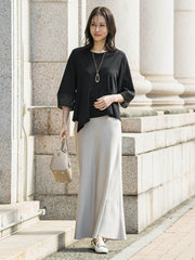 オーガンジーアシメヘムカットソー≪UVカット≫