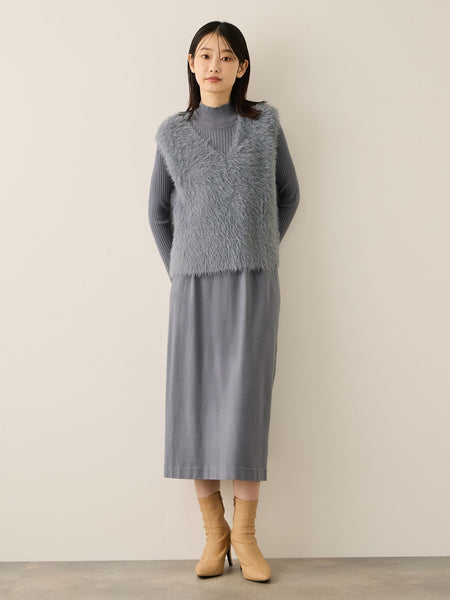 シャギーニットベストアンサンブルワンピース≪手洗い可能≫