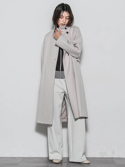 ライトジャージメルトンスタンドカラーロングコート