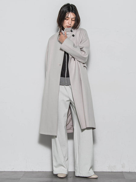 ライトジャージメルトンスタンドカラーロングコート