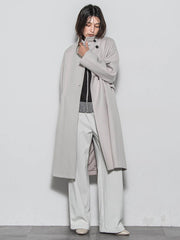 ライトジャージメルトンスタンドカラーロングコート