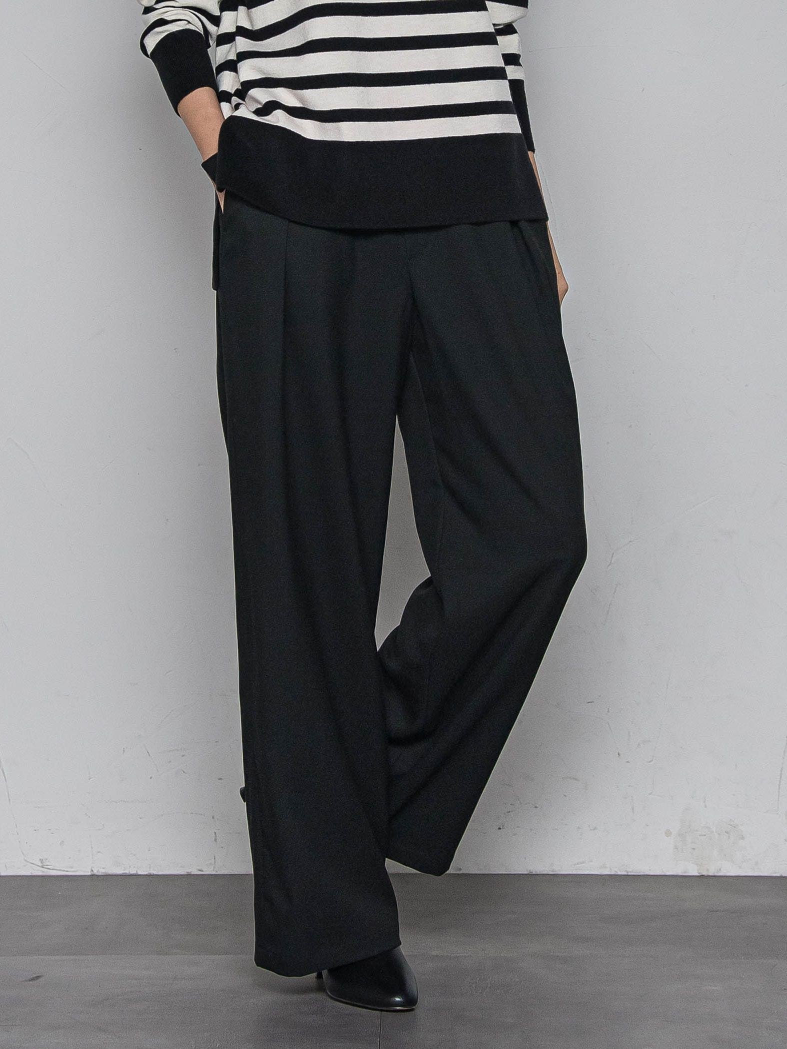 【一瞬で楽とキレイを叶える】裏起毛イージーワイドパンツ≪手洗い可能≫