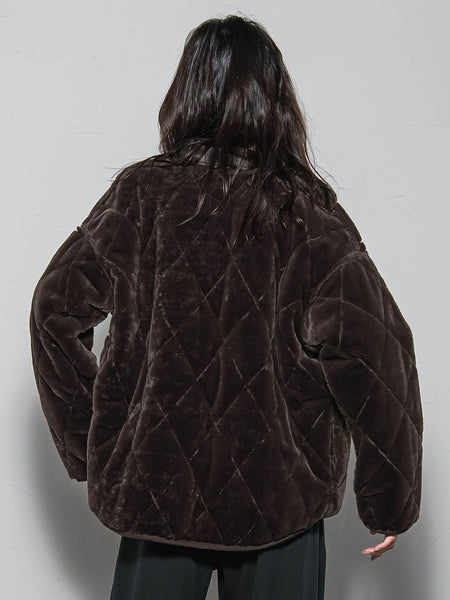 キルティング×フェイクファーリバーシブルブルゾン