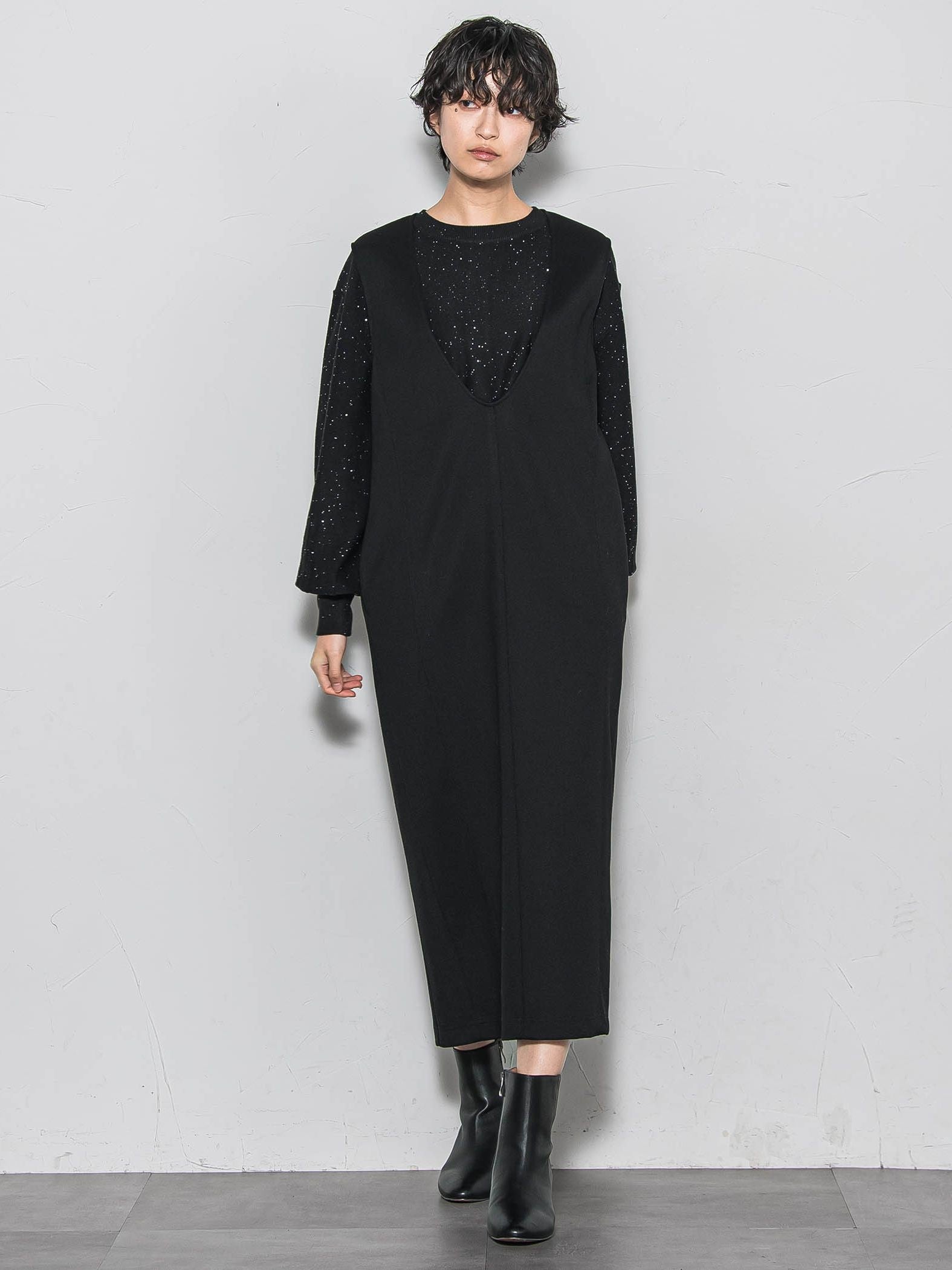 【ノンアイロン】-3kg見えIラインワンピース≪手洗い可能≫