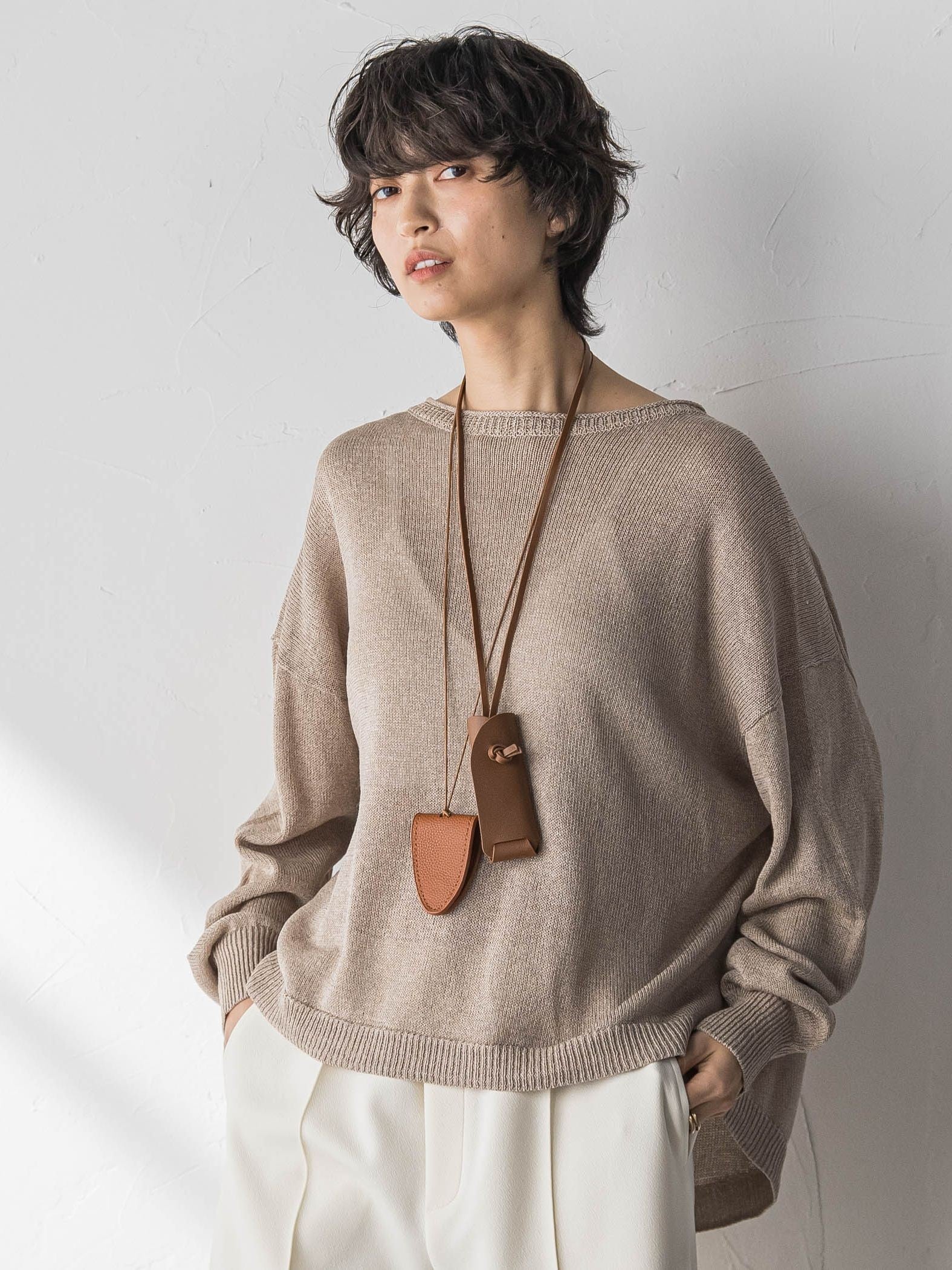 ペーパーブレンドルーズニットプルオーバー