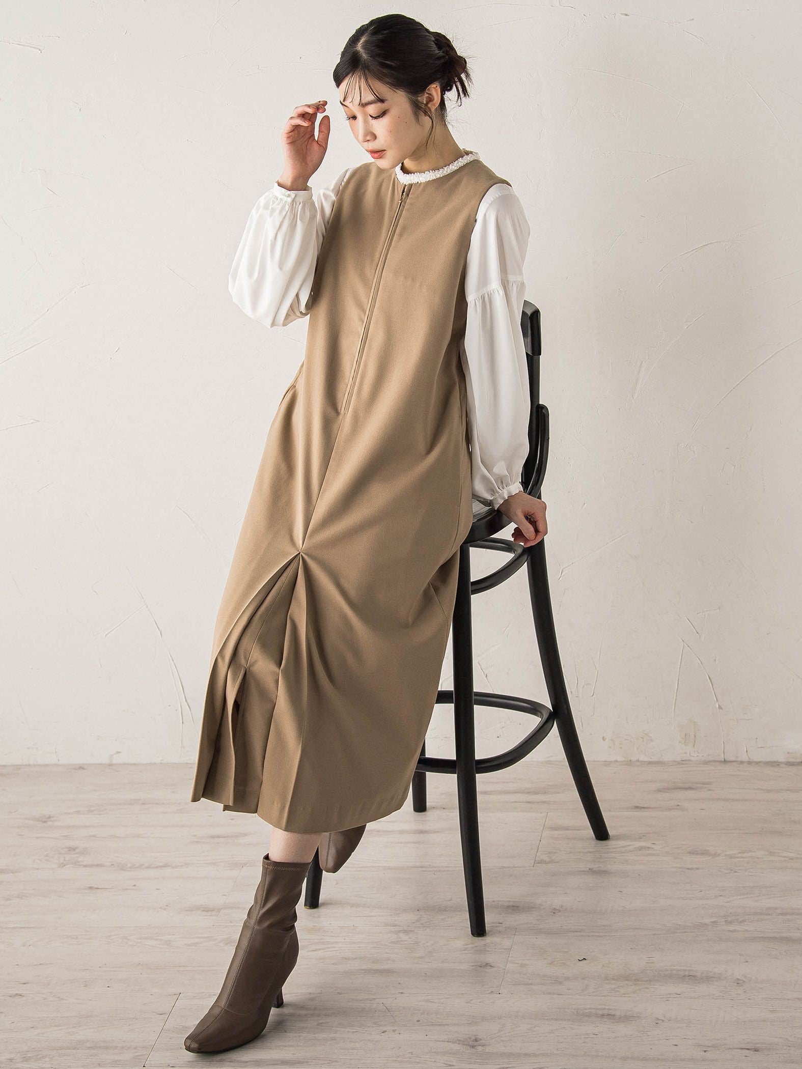 裏起毛サキソニーワンピース≪手洗い可能≫