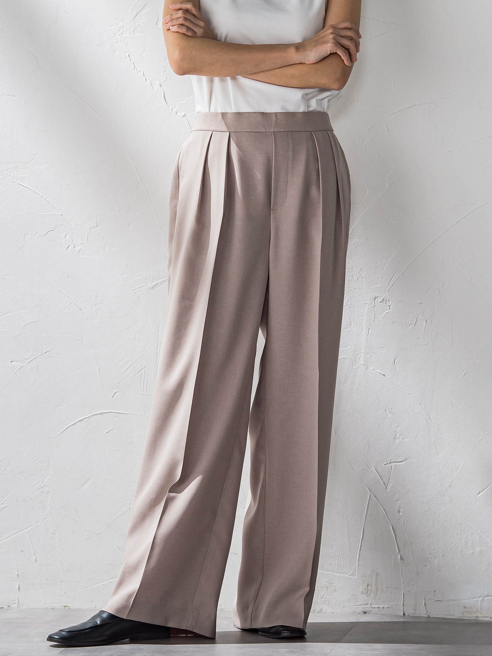 【WEB限定】タックワイドパンツ≪洗濯機で洗える≫