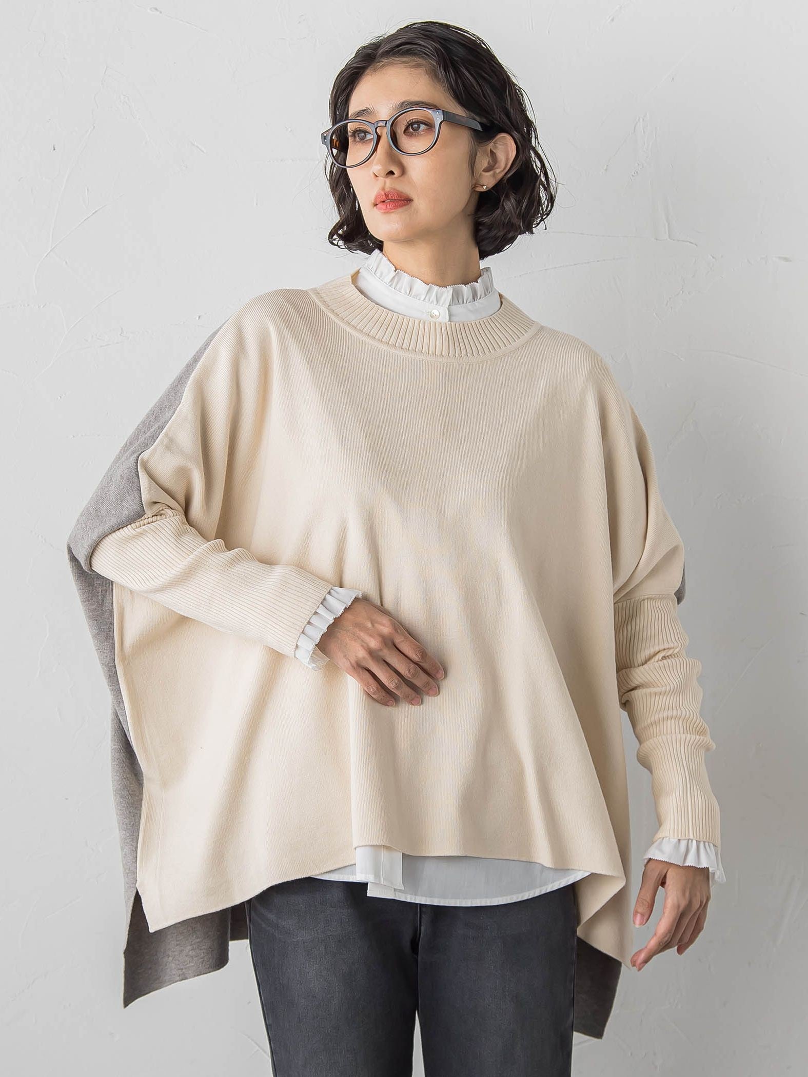 【大きいサイズ】ネックフリルブラウス