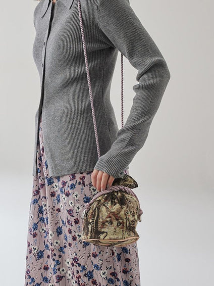 ジャガード巾着ミニバッグ