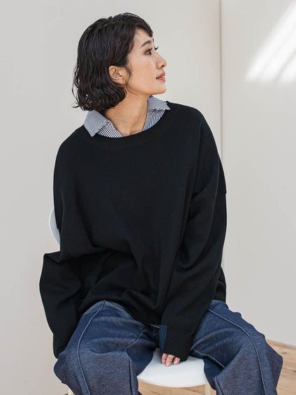 【WEB限定】”3コーデが叶う2点セット”ニット×シャツ≪手洗い可能≫