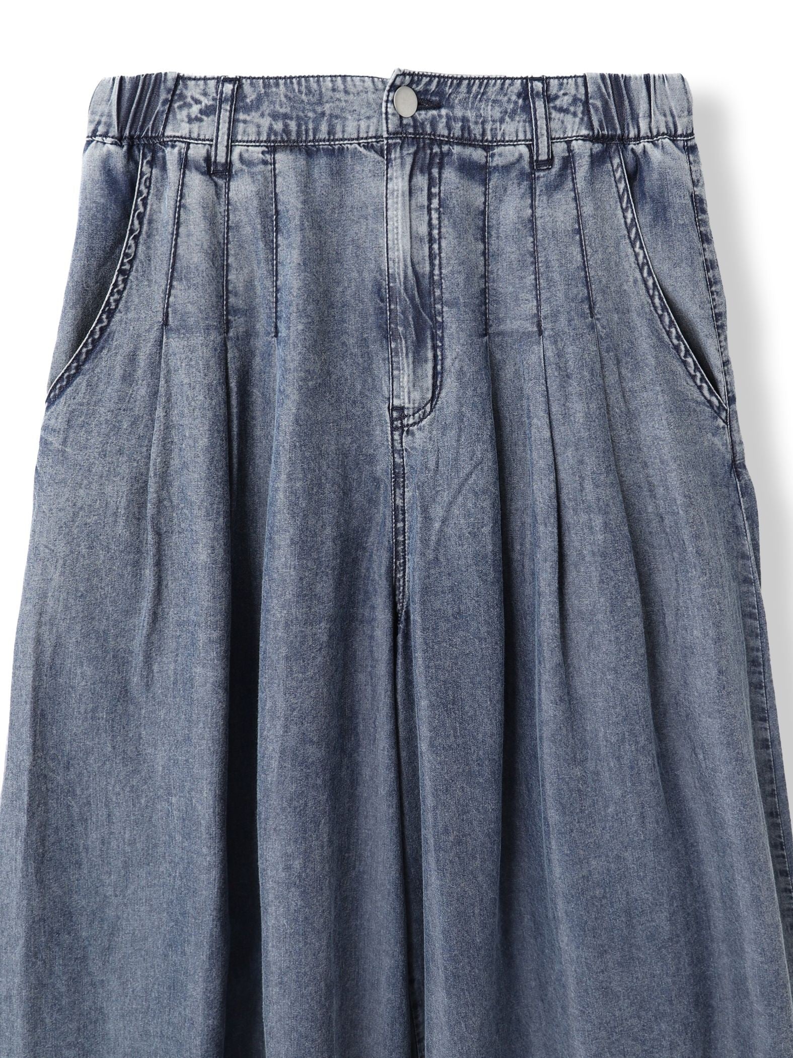 バイオシルクデニムフレアパンツ≪洗濯機で洗える/セットアップ対応≫
