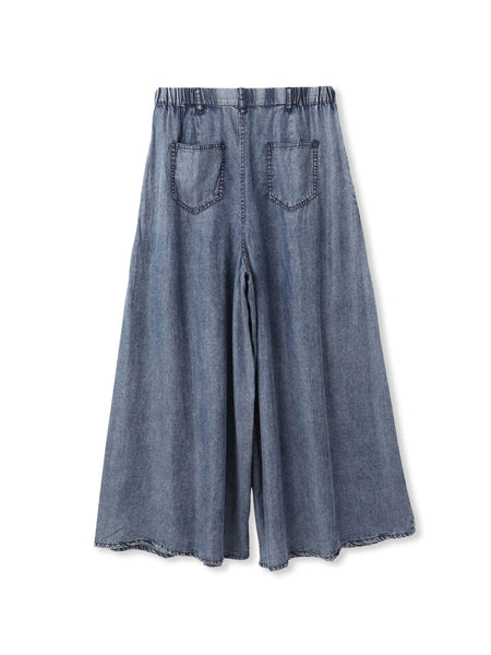 バイオシルクデニムフレアパンツ≪洗濯機で洗える/セットアップ対応≫