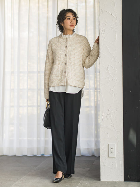 ハイストレッチカルゼワイドパンツ