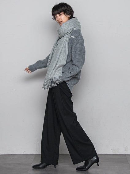 メッセージ刺繍Vネックニットプルオーバー≪手洗い可能≫