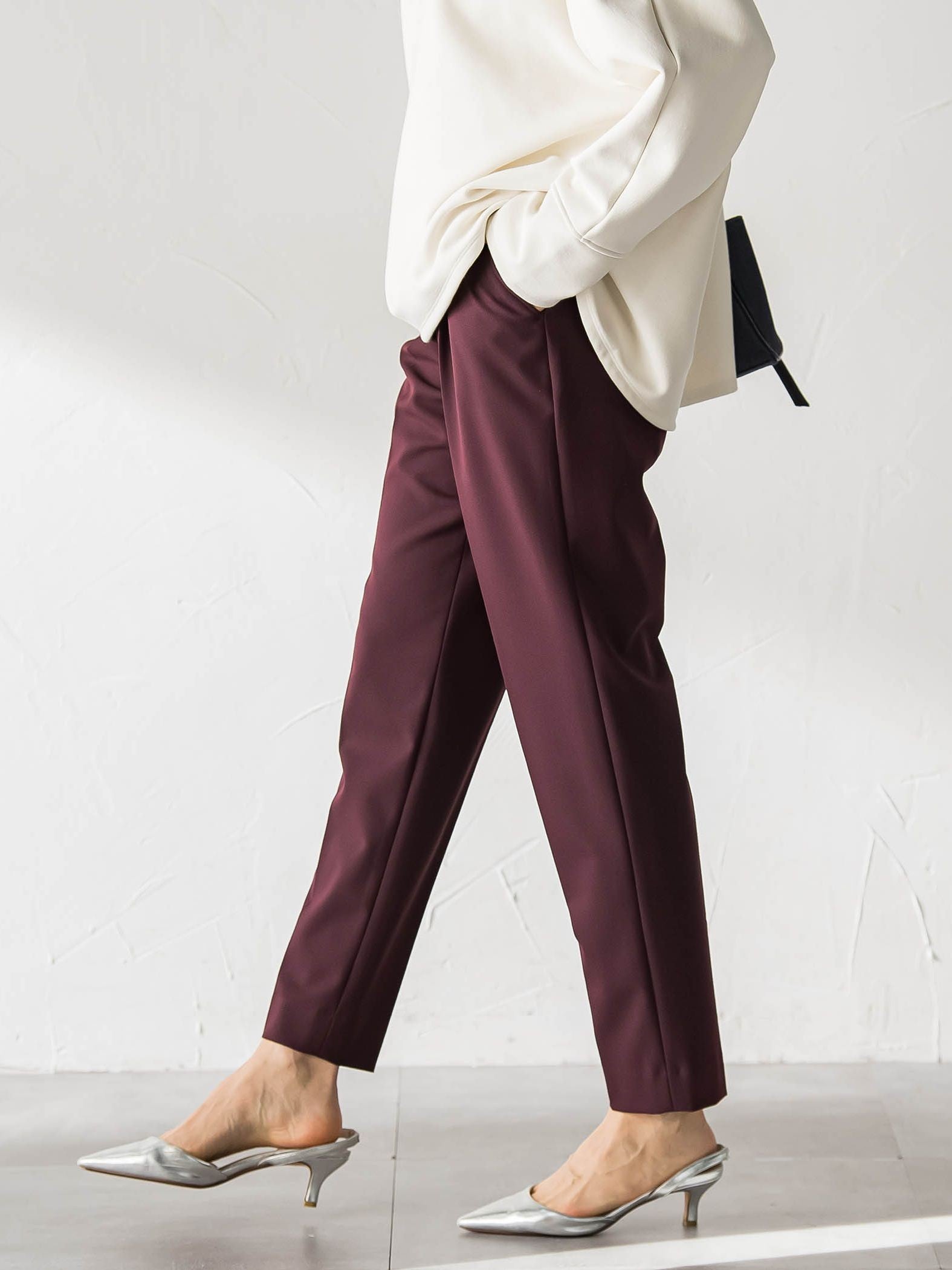 【WEB限定】美シルエット裏起毛ストレッチパンツ≪13号あり/毛玉防止≫