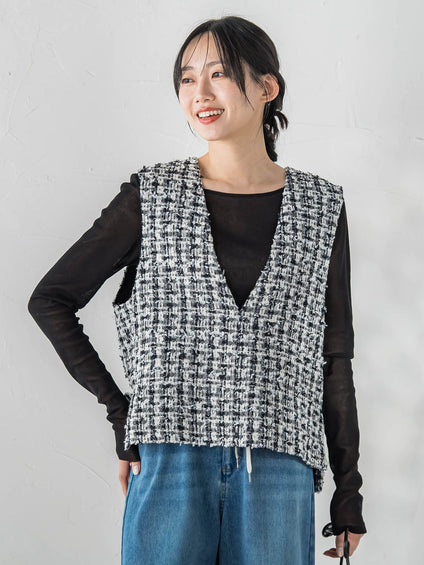 ミックスツィードベスト≪洗濯機で洗える≫