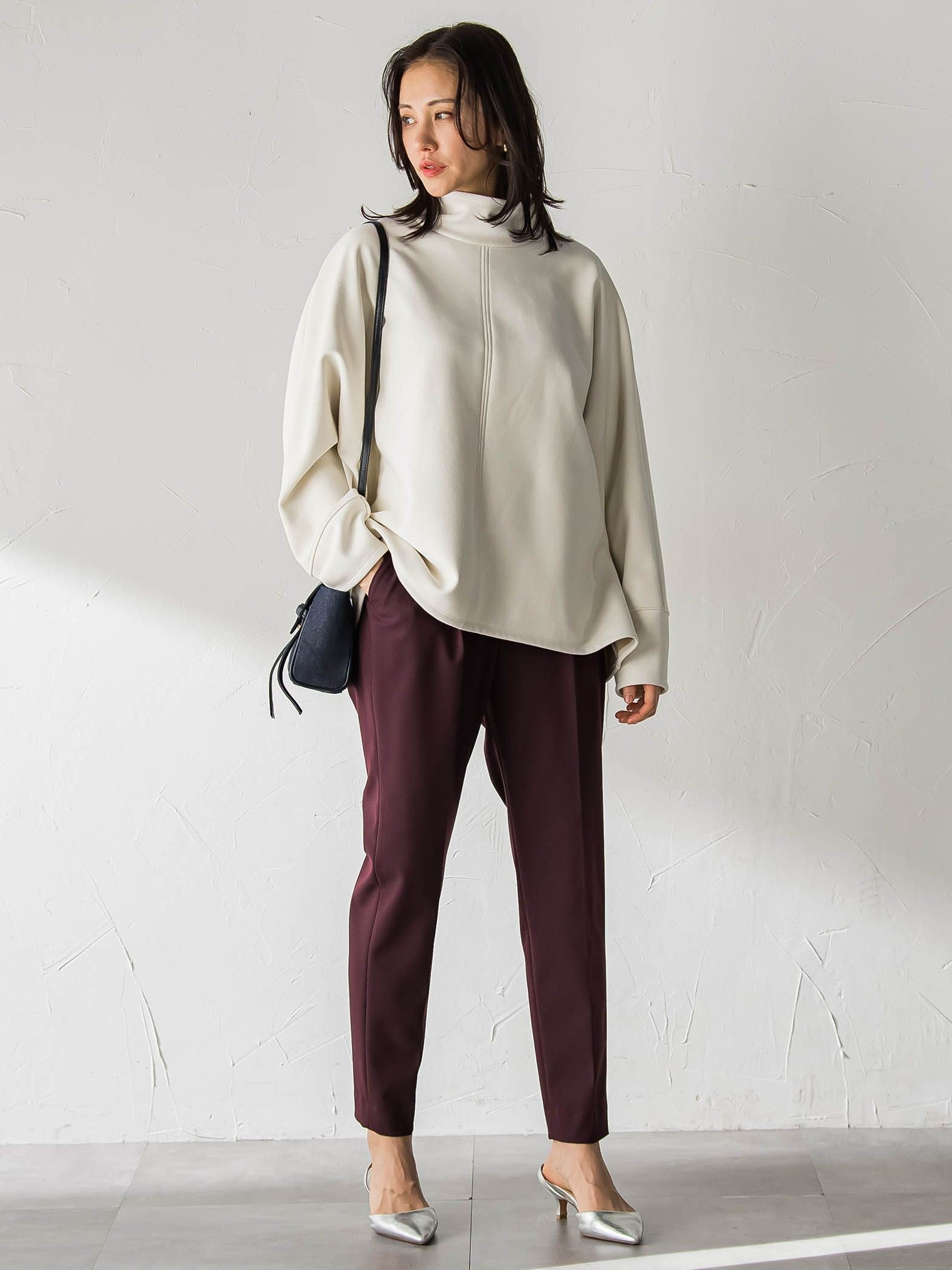 【WEB限定】美シルエット裏起毛ストレッチパンツ≪13号あり/毛玉防止≫