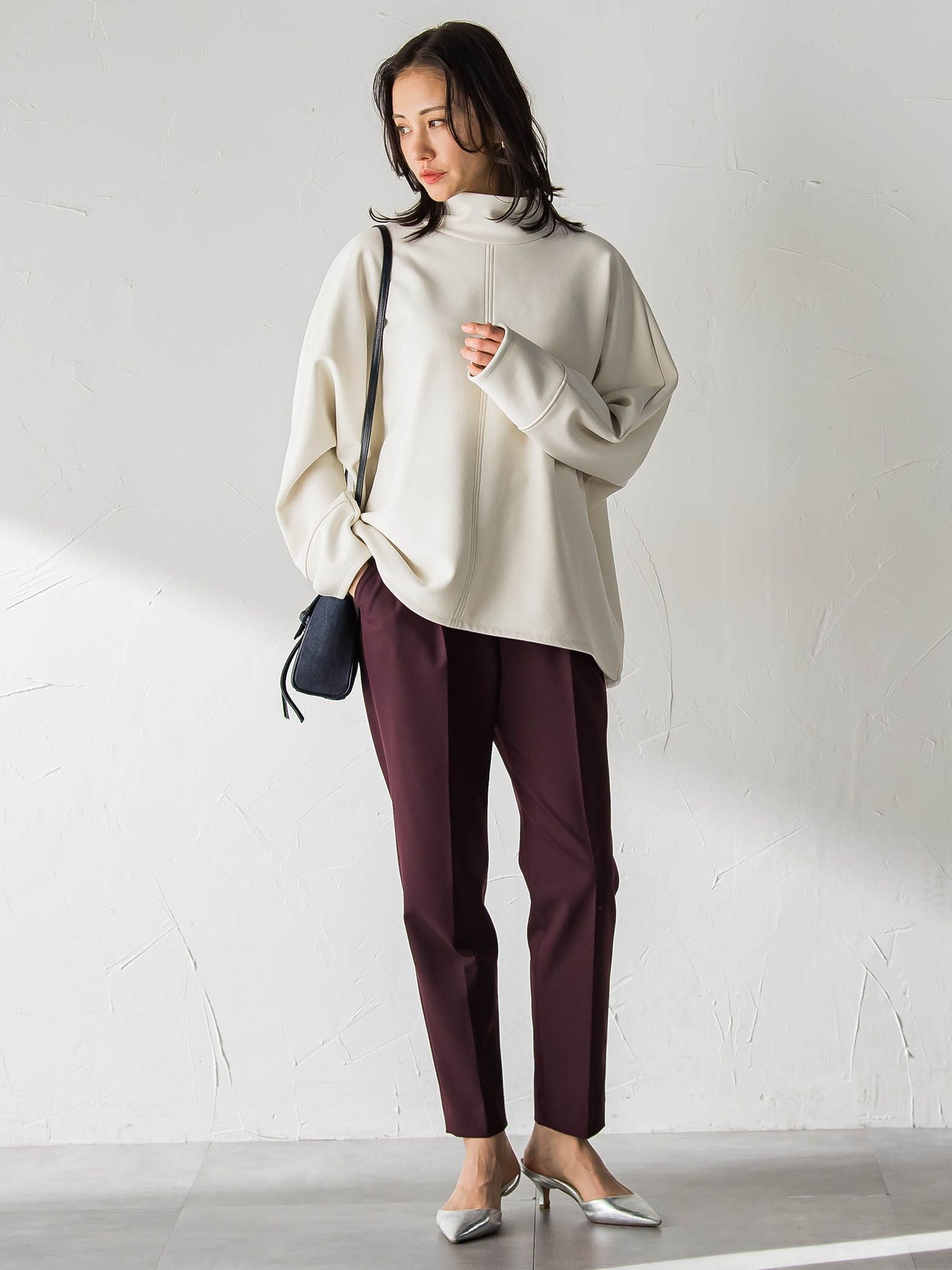 【WEB限定】美シルエット裏起毛ストレッチパンツ≪13号あり/毛玉防止≫