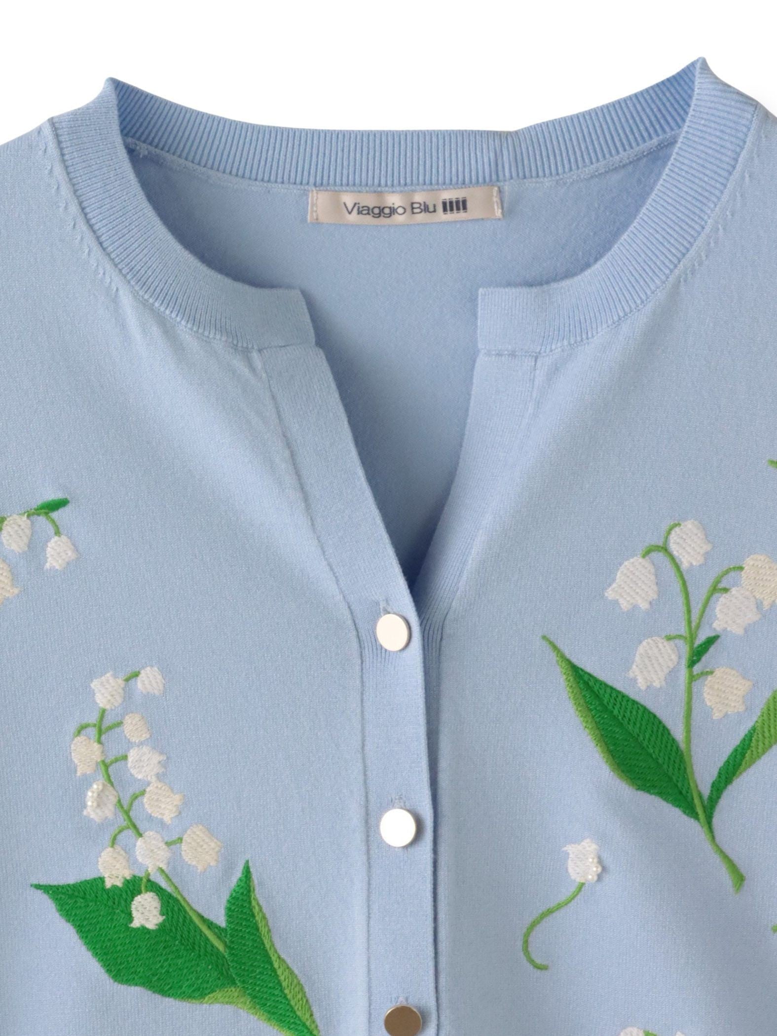スズラン刺繍ニットカーディガン