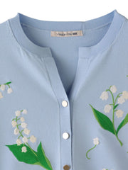 スズラン刺繍ニットカーディガン