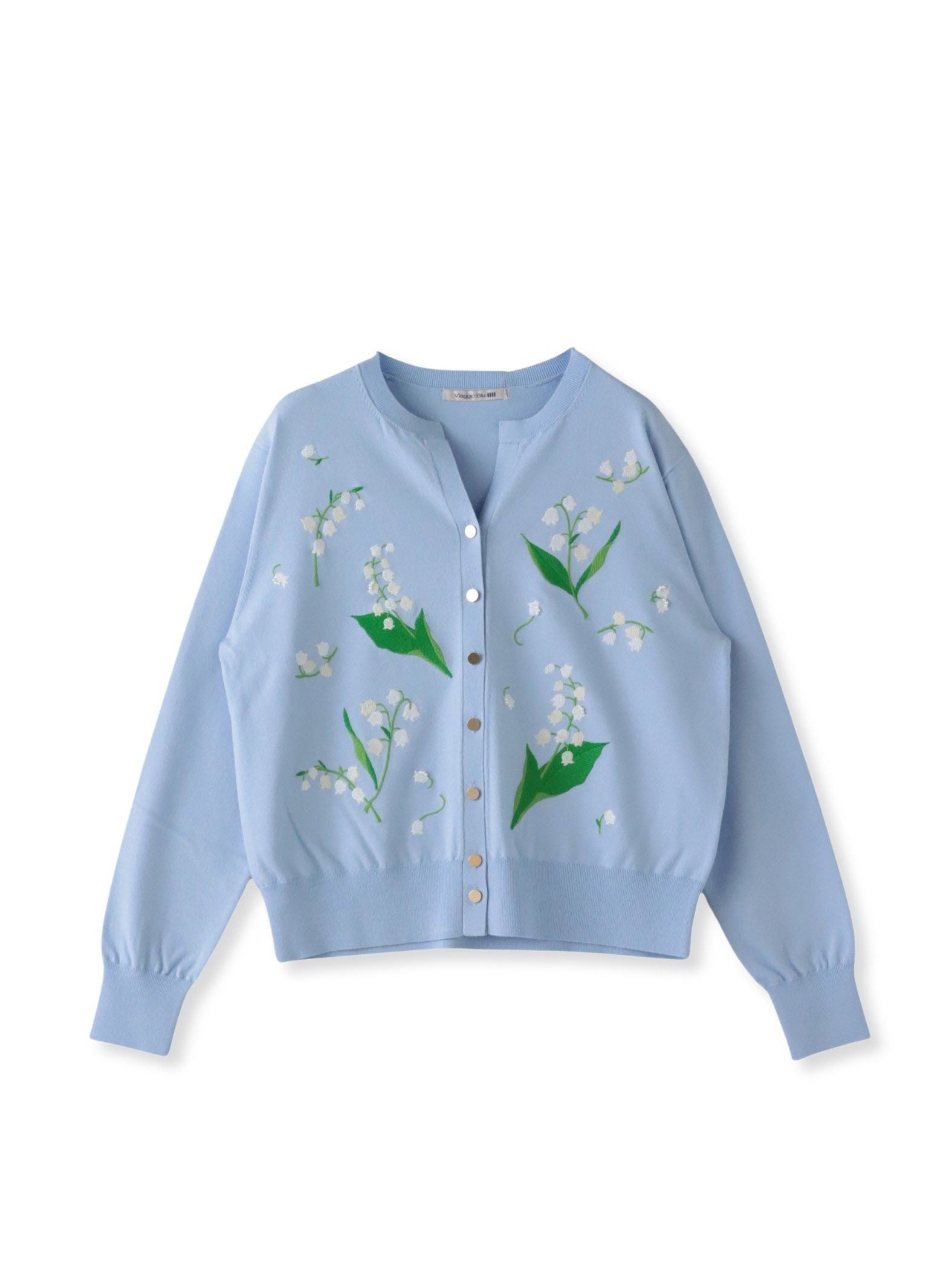 スズラン刺繍ニットカーディガン