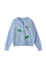 スズラン刺繍ニットカーディガン