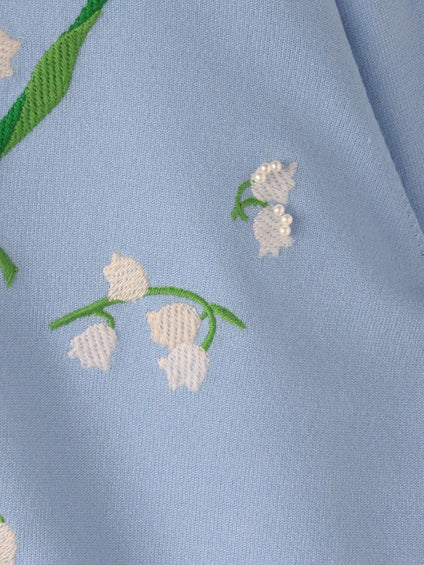 スズラン刺繍ニットカーディガン