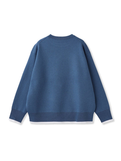 配色クルーネックニット≪洗える≫