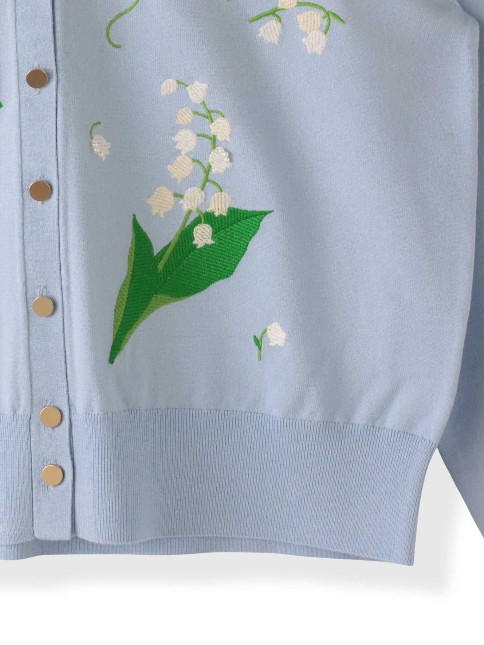 スズラン刺繍ニットカーディガン