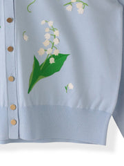 スズラン刺繍ニットカーディガン