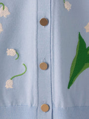 スズラン刺繍ニットカーディガン