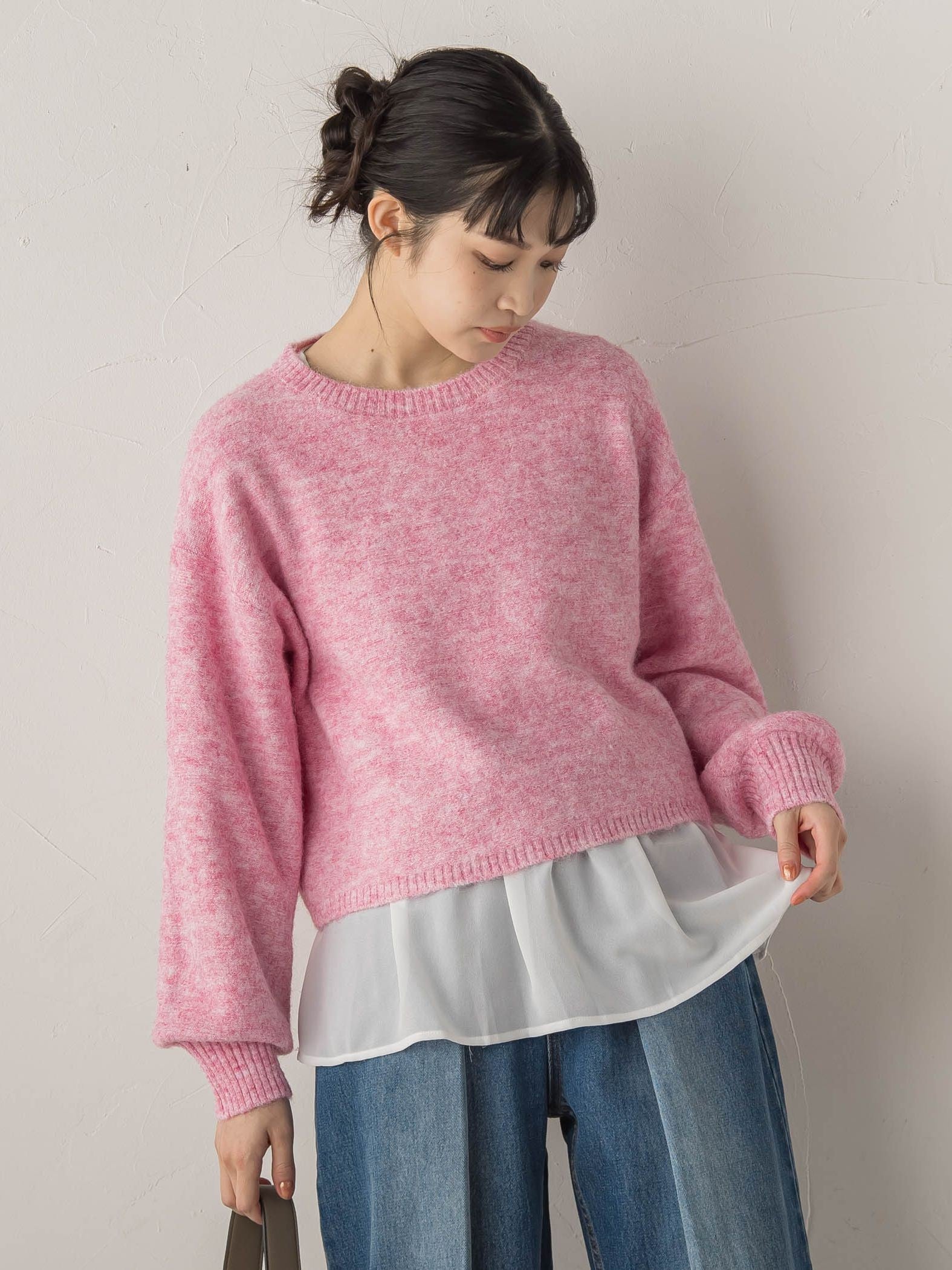 【WEB限定】メランジライク天竺ニット≪手洗い可能≫