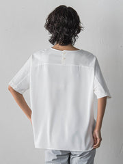 バックサテン切り替えスムースカットソー