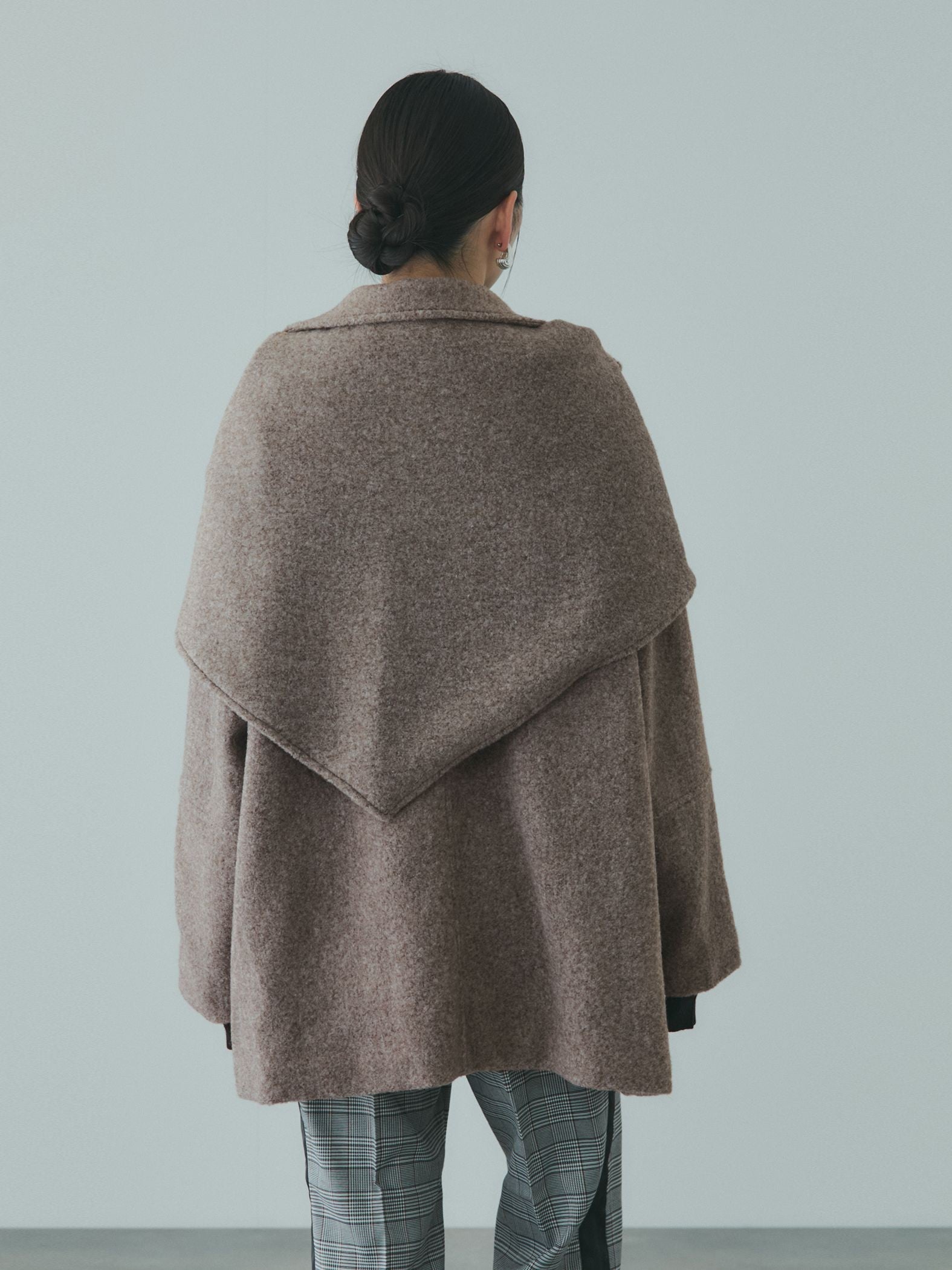 ショール付きスライバーニットコート