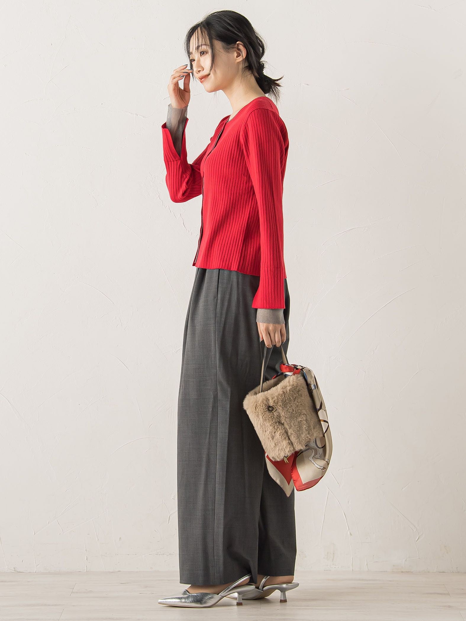 シアー切替えRIBニット≪手洗い可能≫