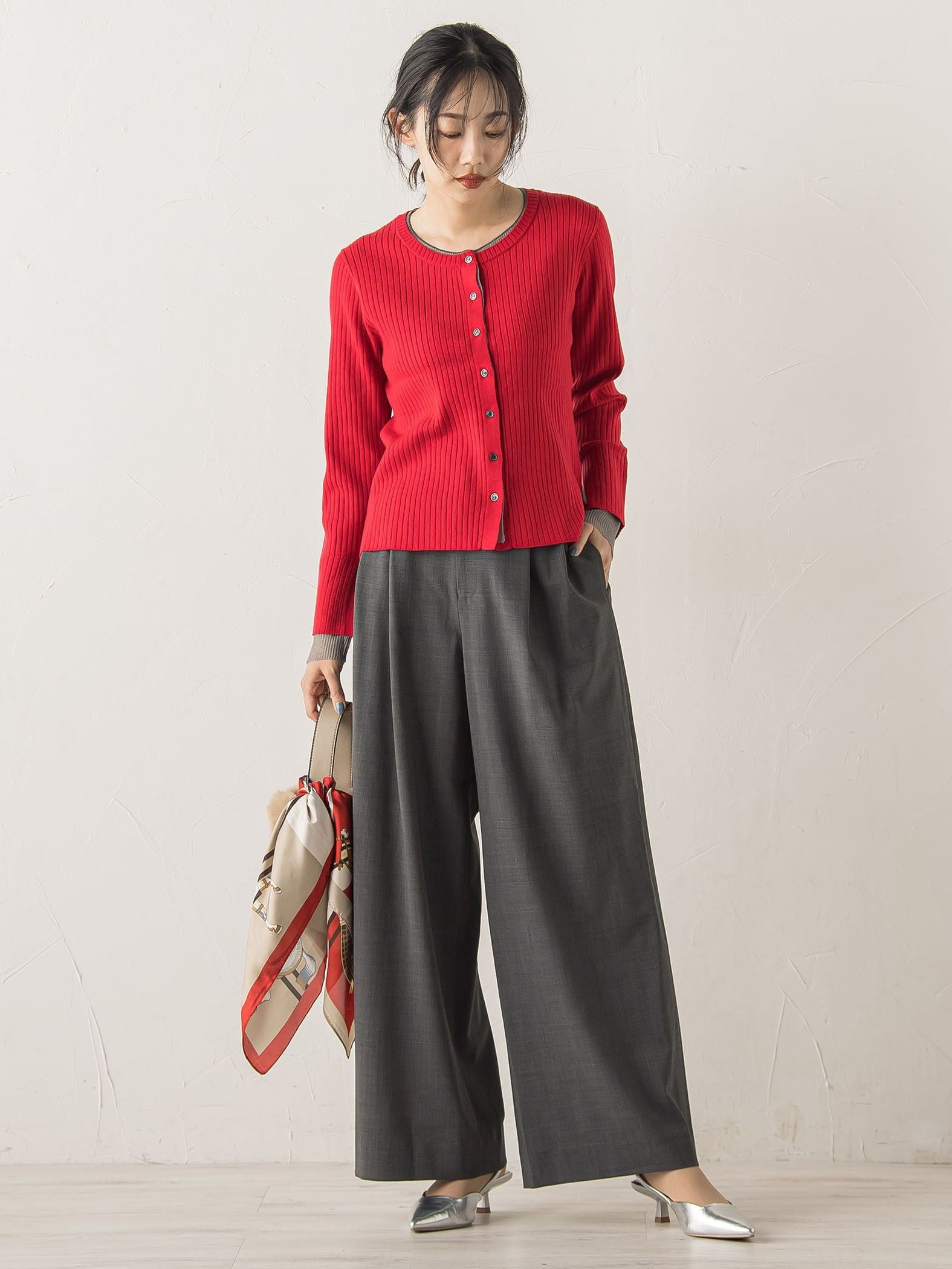 シアー切替えRIBニット≪手洗い可能≫