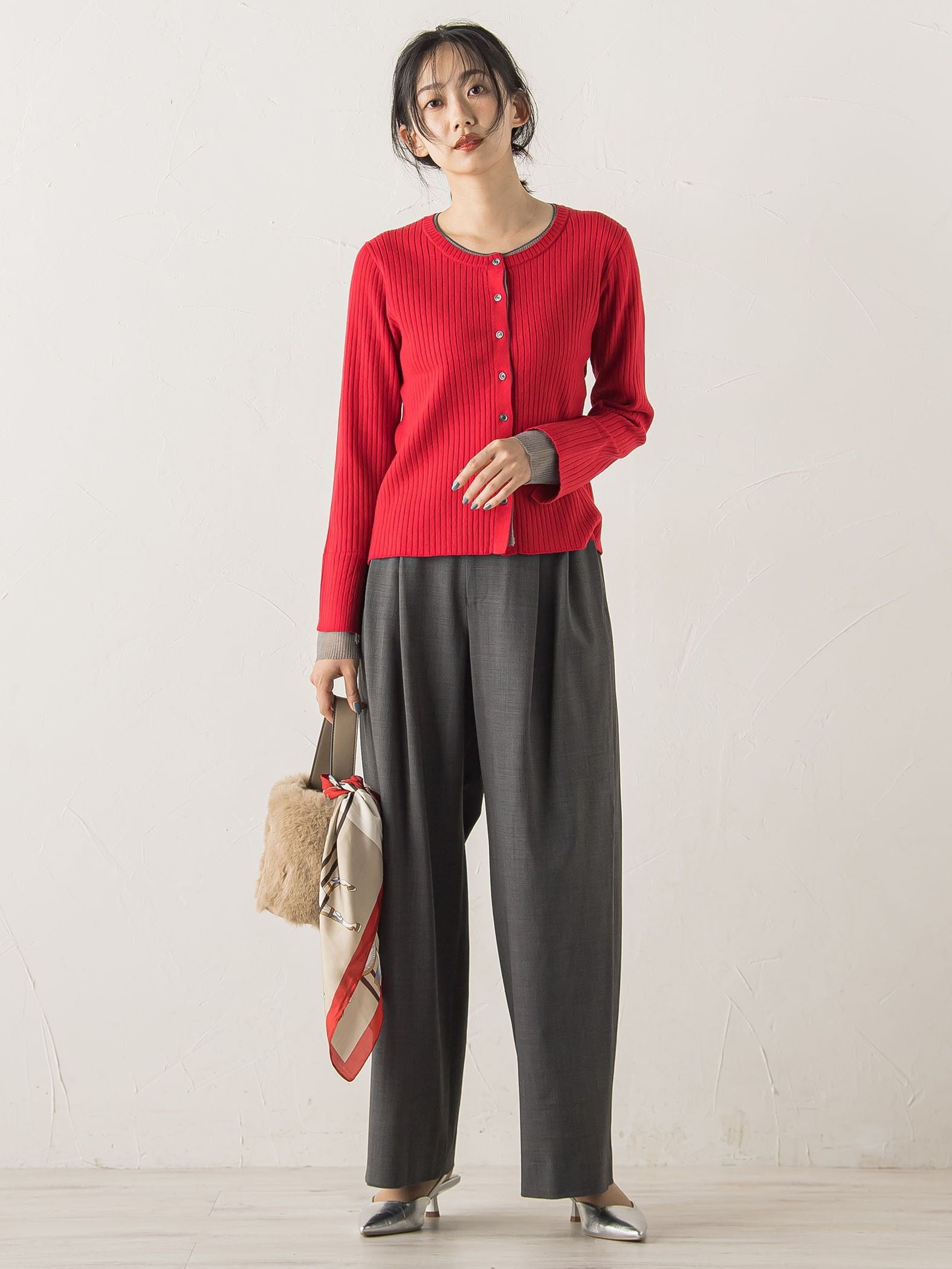 シアー切替えRIBニット≪手洗い可能≫