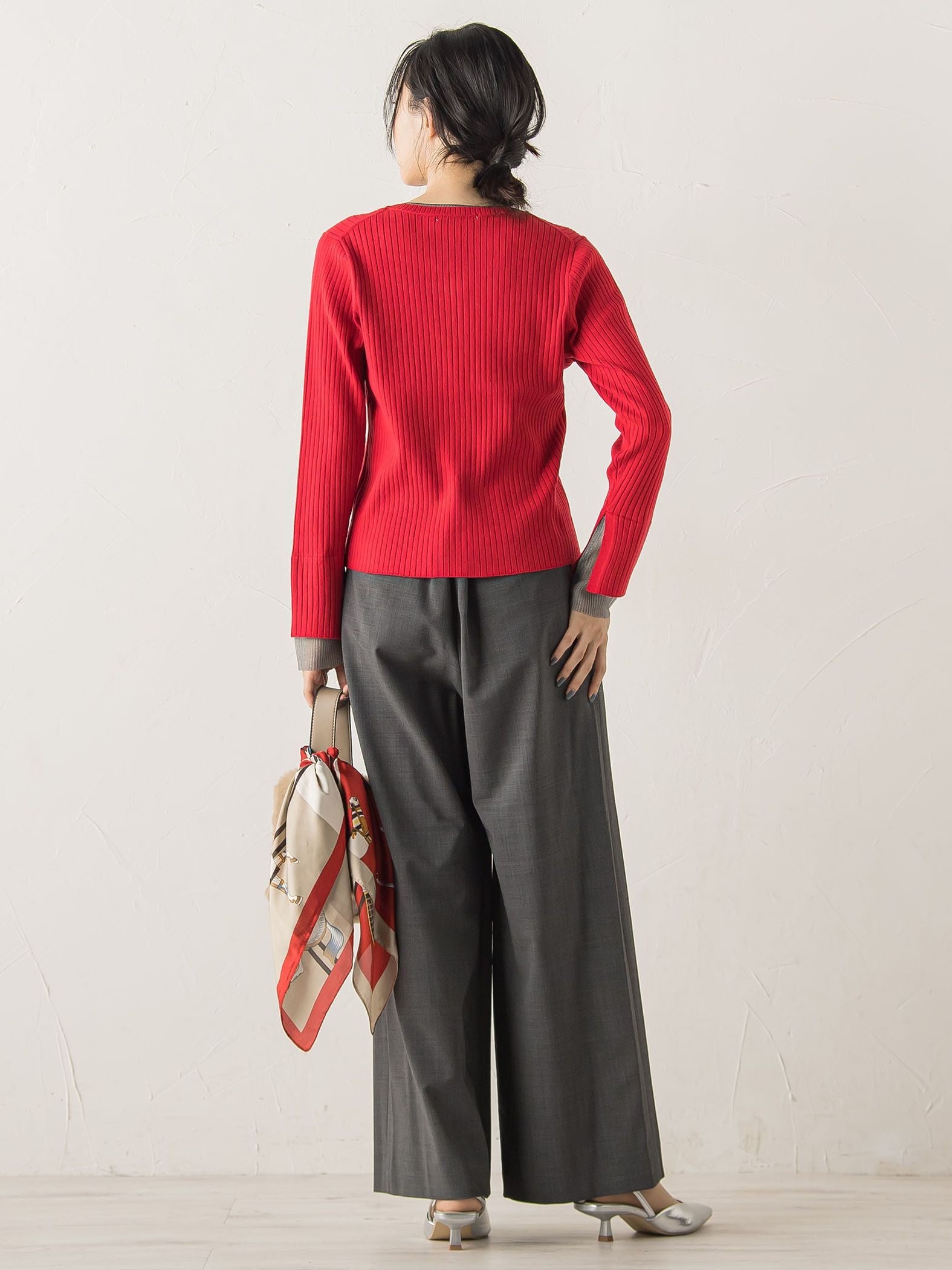 シアー切替えRIBニット≪手洗い可能≫